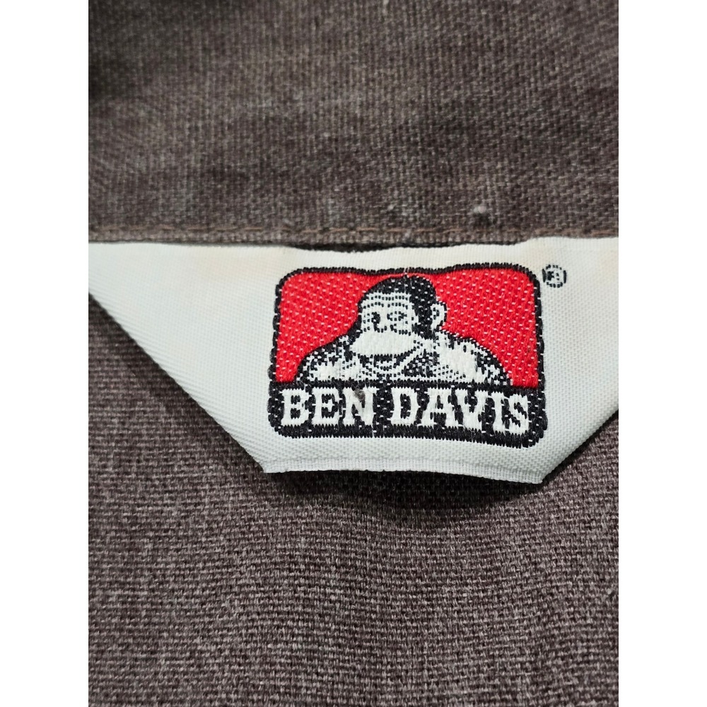 Ben Davis Mens XL Half Zip Work Shirt Brown Short Sleeve Made in USA Paint splat - Picture 3 of 7